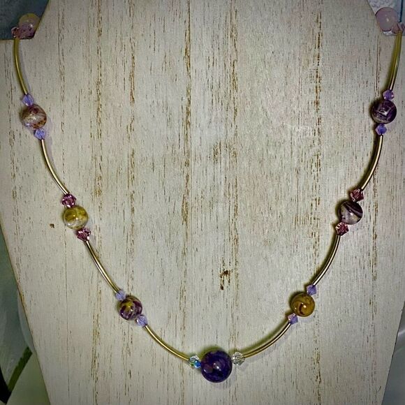 AEZ# Brighton Polished Amethyst & Silver Necklace - Picture 6 of 10